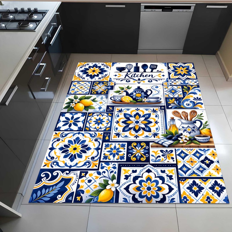 Commercial Kitchen Tile - Karpet Dapur Motif Mosaik Mediterania, Karpet