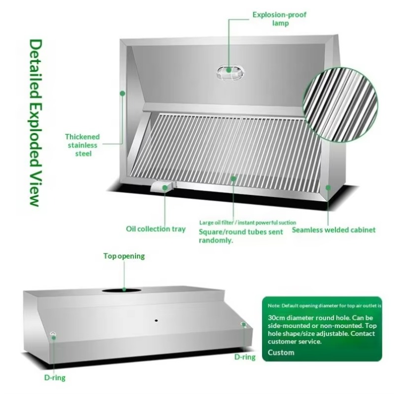 Penghisap Asap Dapur Kombinasi - Commercial Kitchen Hoods ulasan dan harga